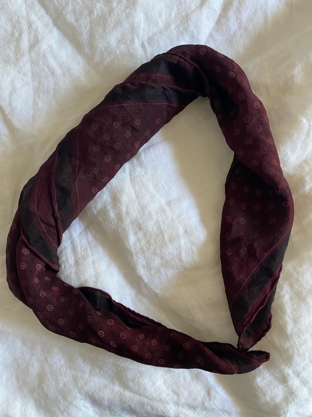 Vintage Burgundy and Navy Square Silk Scarf